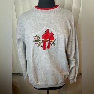 M & C Sportswear VintageGray Cardinal Embroidered Sweater Size Large